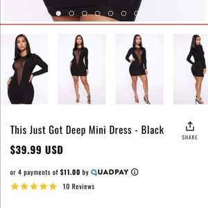This Just Got Deep Mini Dress - Black